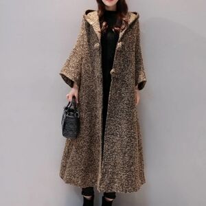 NWT JING XIU TWEED HOODED HEAVY TRENCH COAT OVER COAT
